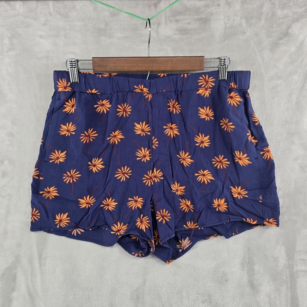 NWT Madewell Size L Palm Pull On Shorts Navy Blue Floral Daisy